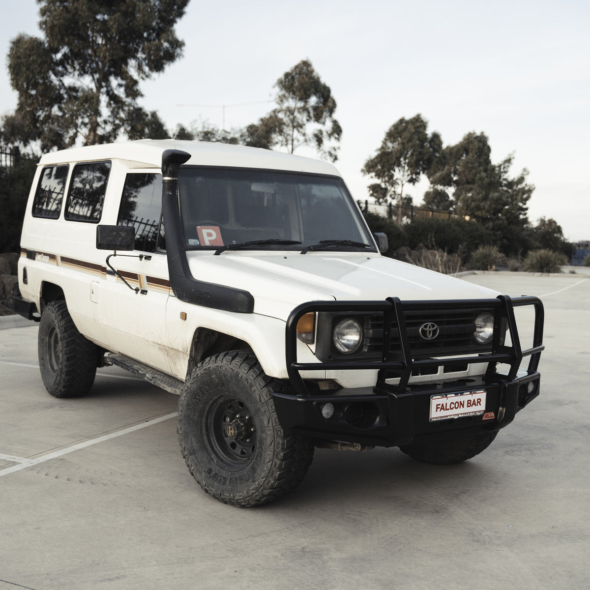 Land Cruiser 70 series 1984-2007 707-02 Falcon Bull Bar Black A-Frame Package (No Foglight) - SKU MCC-01003-702