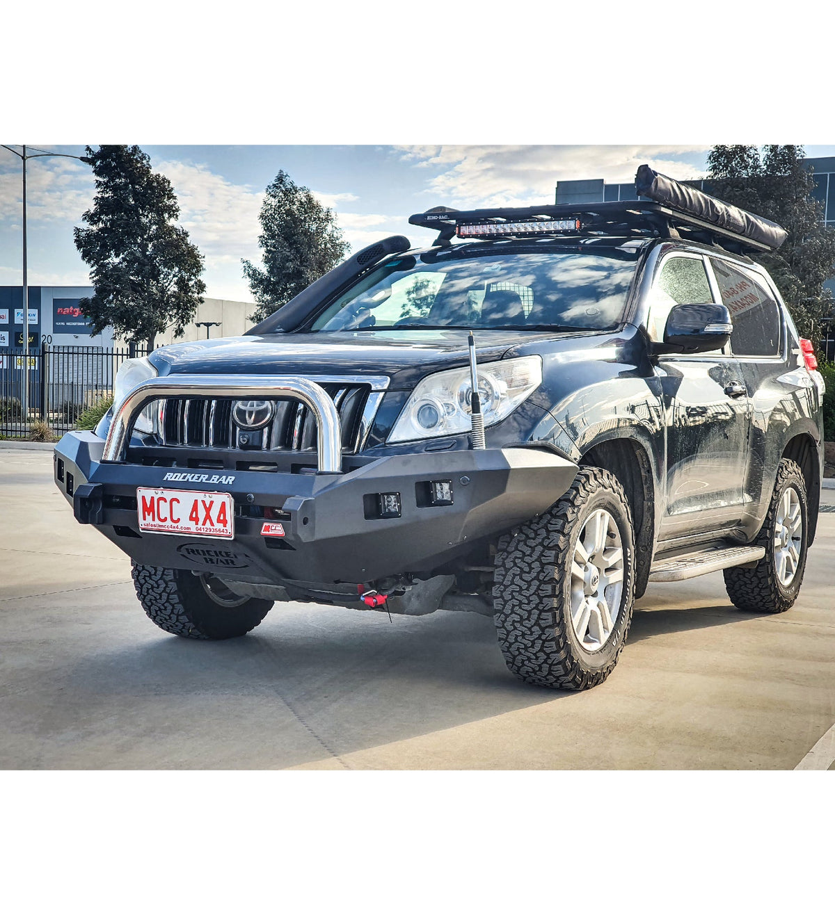 Prado 150 prefacelift 2009-2017 078-01SQSSL Rocker Bull Bar Single Stainless Loop Package - SKU MCC-01011-7801SQSSL