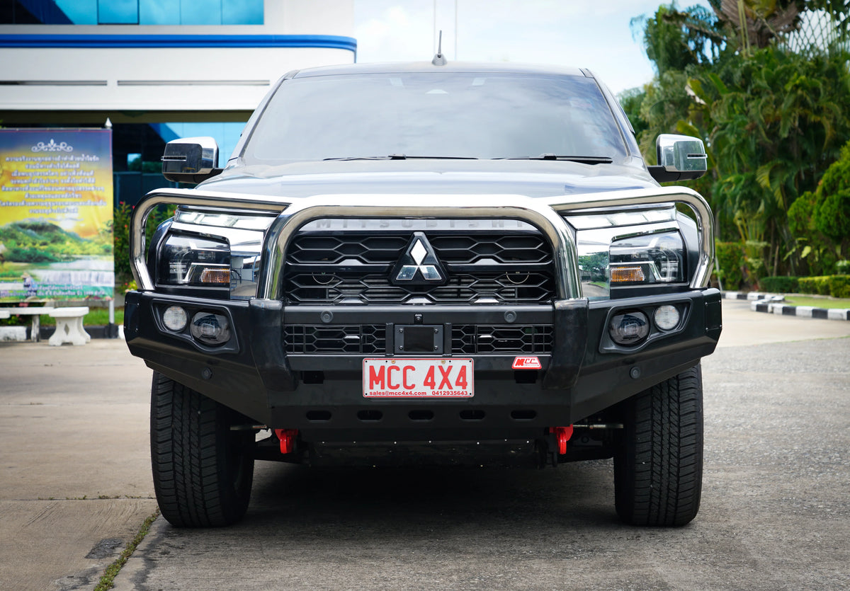 Triton MV 2024-On 707-01 Falcon Bull Bar Triple Stainless Loops Package (LED Foglight)