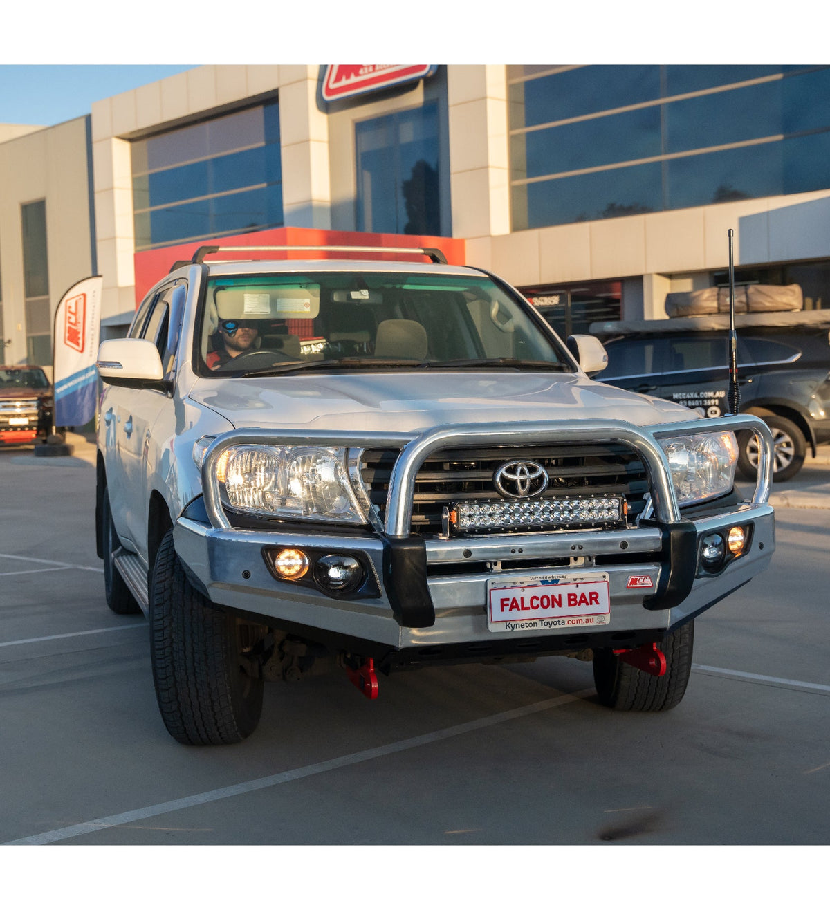 Land Cruiser 200 series prefacelift 2007-2015  707-01A Alloy Falcon Bull Bar Triple Loops Package (LED Foglight) - SKU MCC-01008-701AW