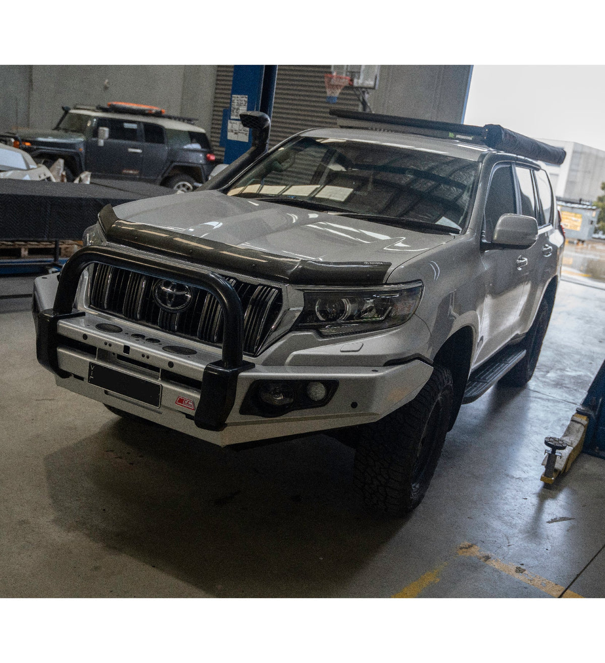 Prado 150 facelift 2017-Current 707-01 Falcon Bull Bar Single Black Loop Package (LED Foglight) - SKU MCC-01020-701SBLFOG