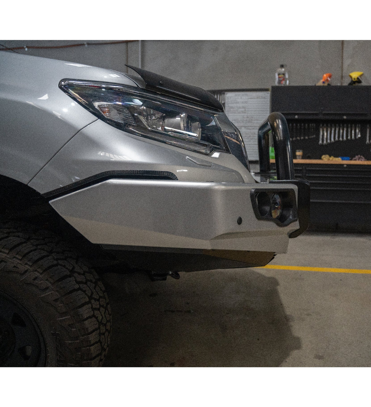 Prado 150 facelift 2017-Current 707-01 Falcon Bull Bar Single Black Loop Package (LED Foglight) - SKU MCC-01020-701SBLFOG