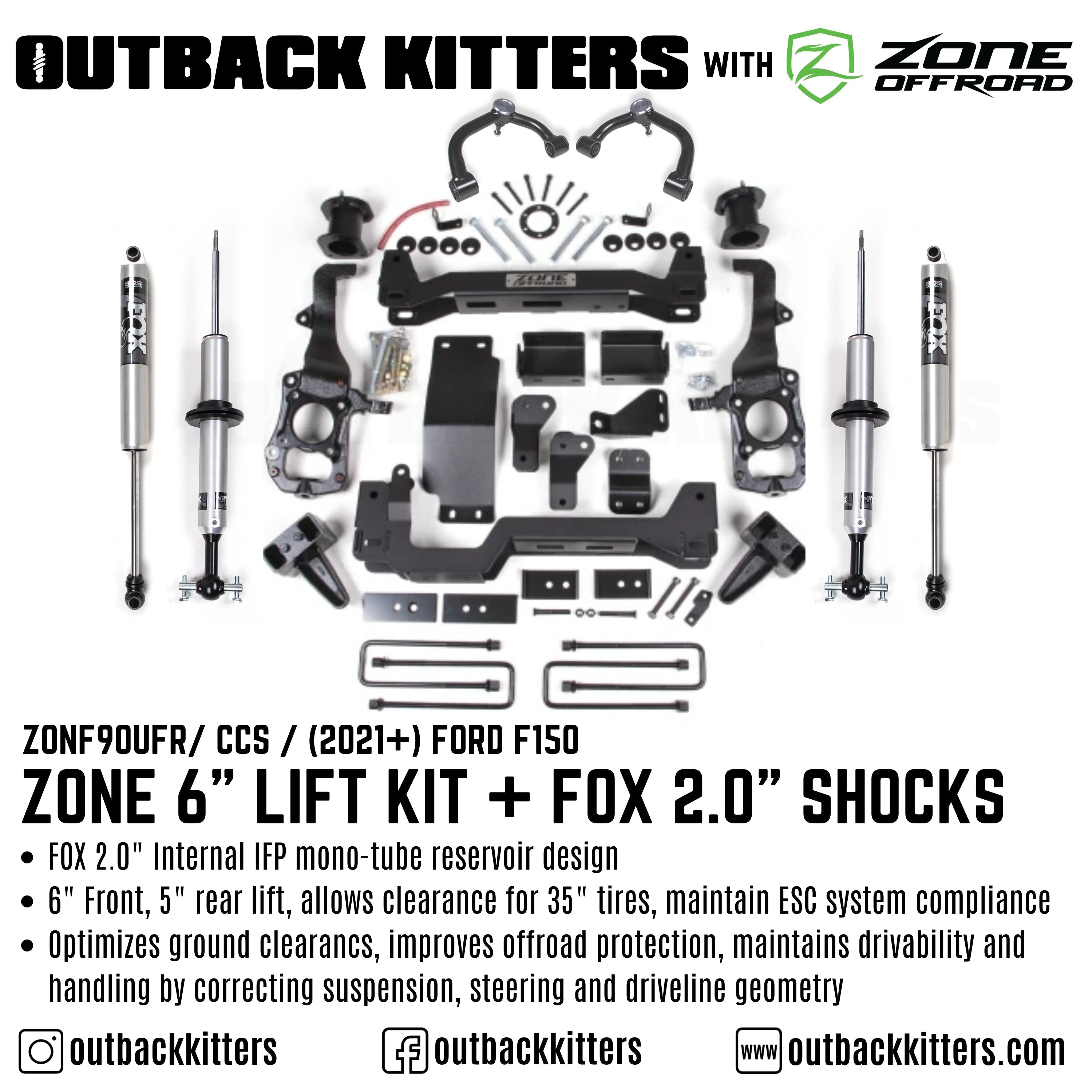 OK with Zone Offroad 6" Levelling Kit for 2021+ Ford F150