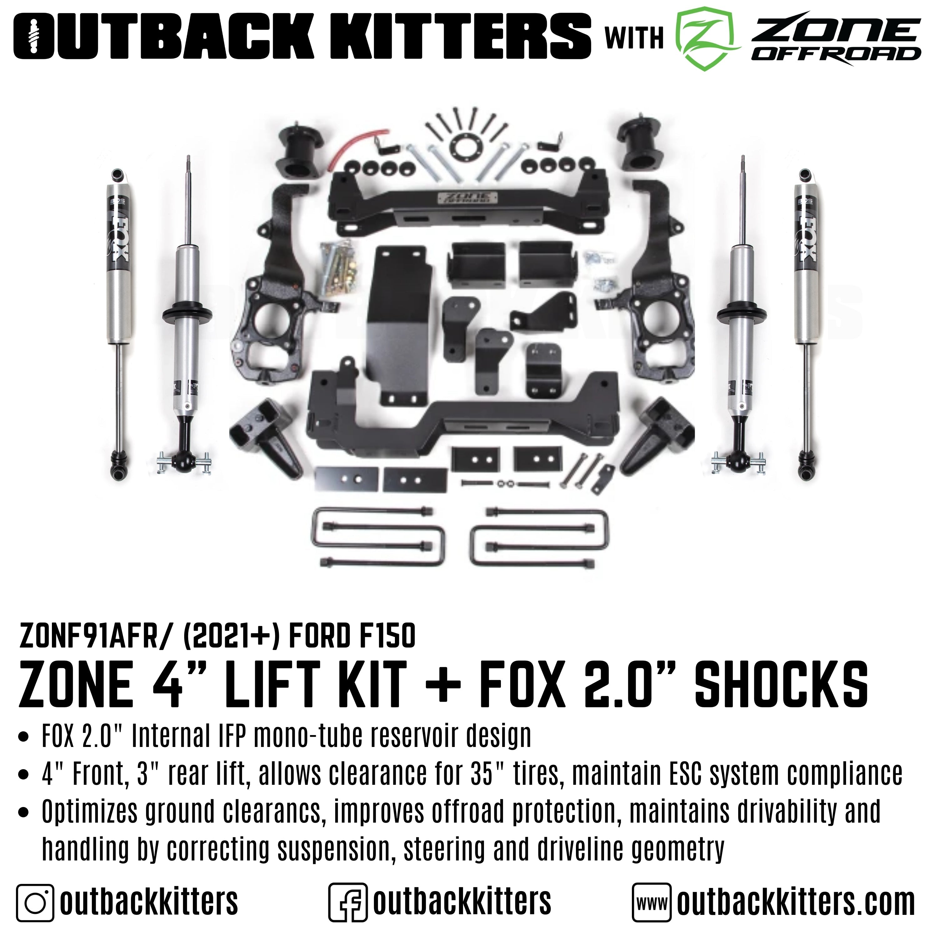 OK with Zone Offroad 4" Lift Kit for 2021+ Ford F150