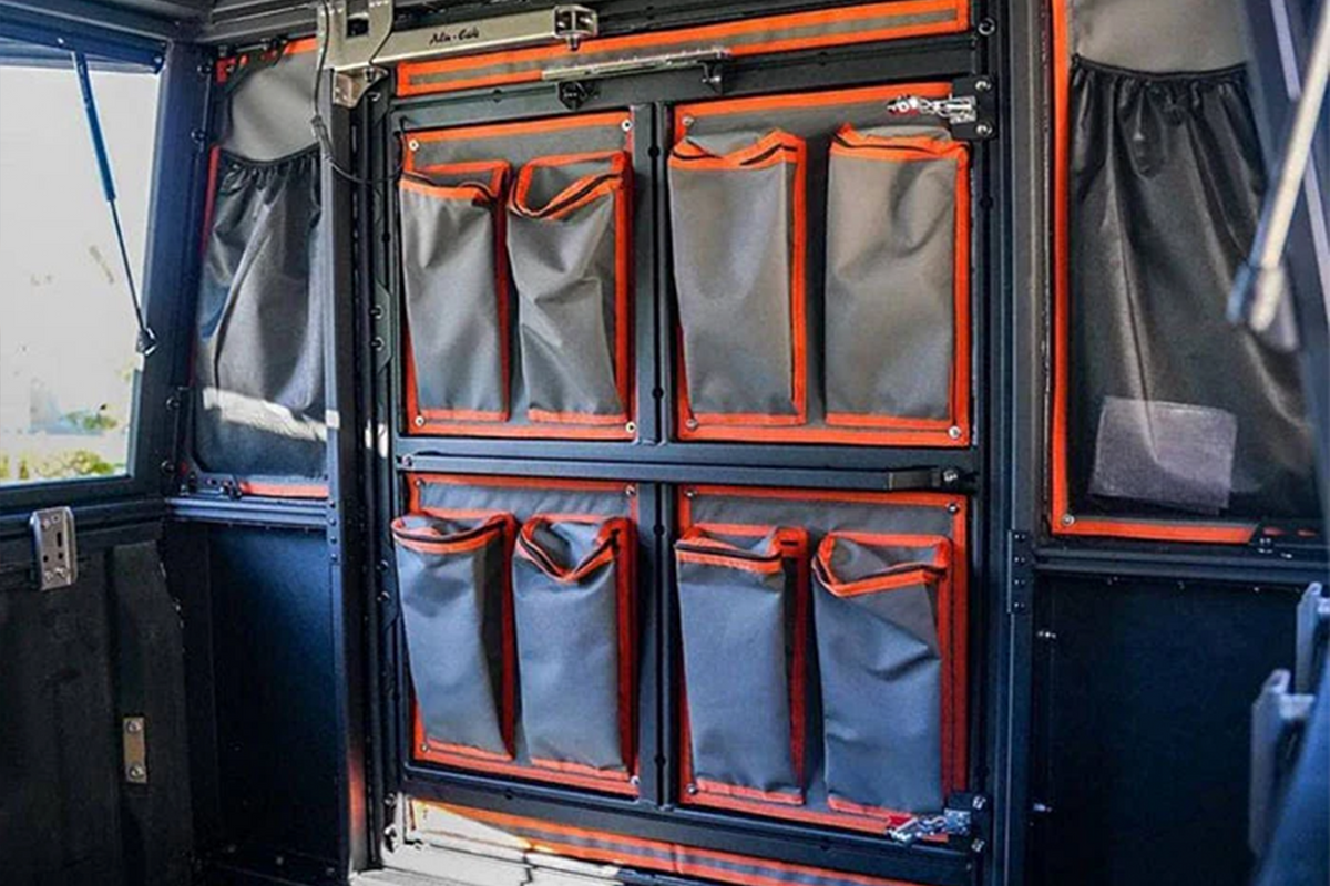 Alu-Cab Canopy Camper Canvas Bags at Rear Door