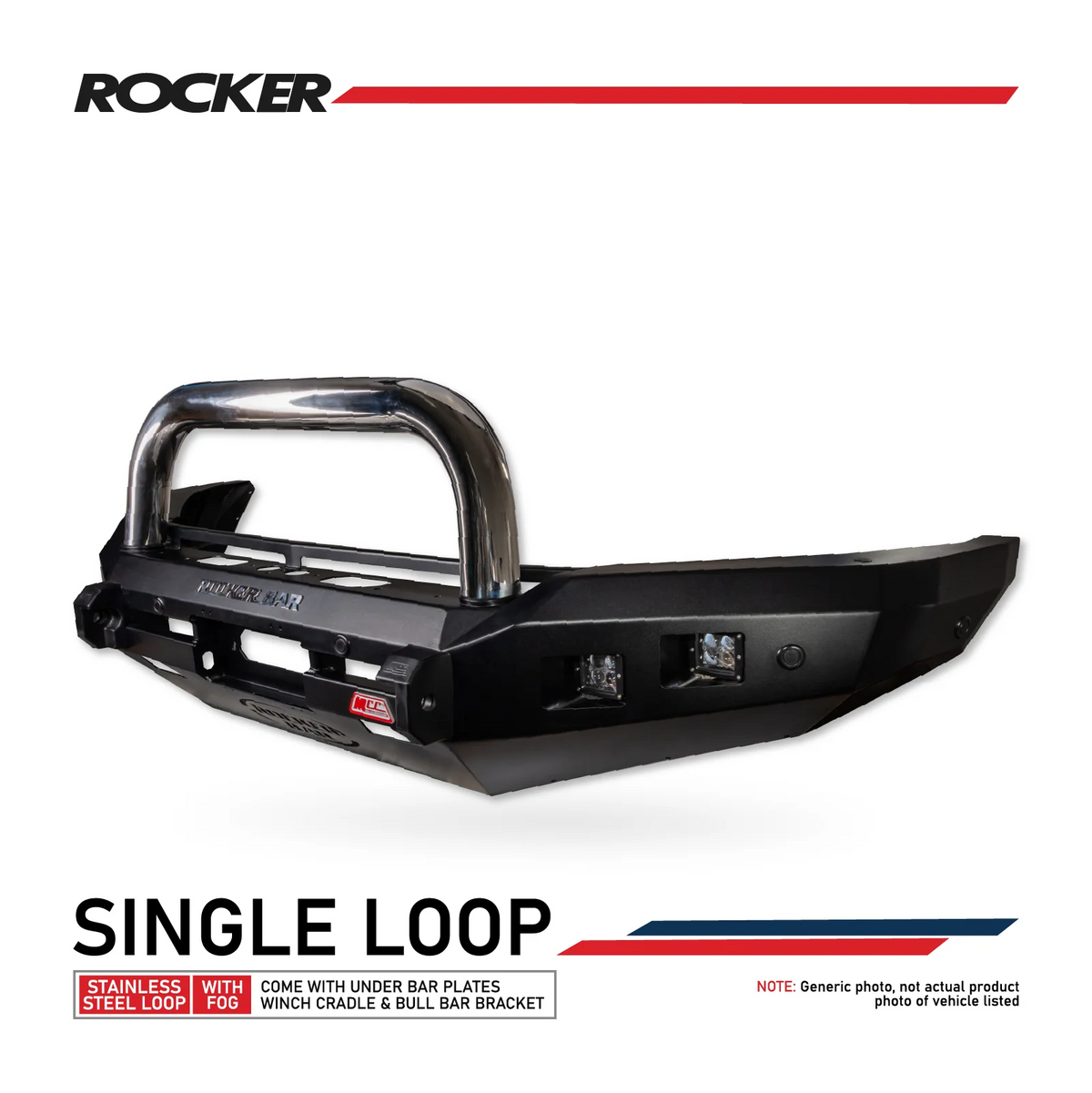 Triton MV 2024-On 078-01SQSSL Rocker Bull Bar Single Stainless Loop Package