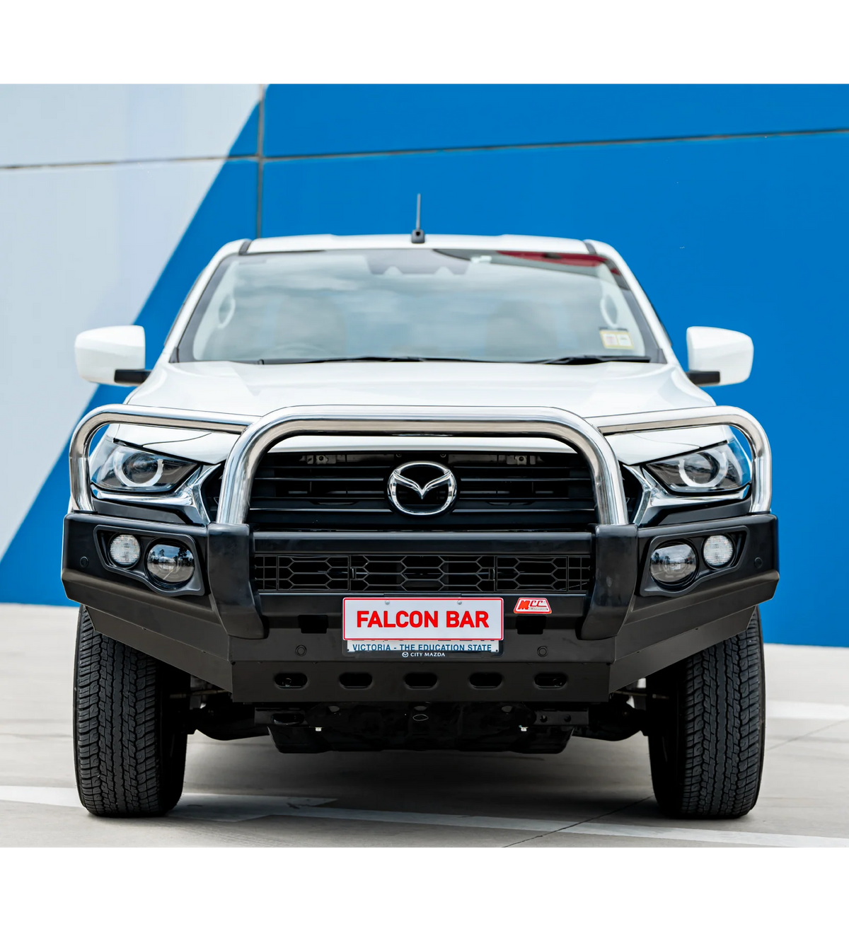 BT50 TF 2021-2025 707-01 Falcon Bull Bar Triple Stainless Loops Package (LED Foglight) - SKU MCC-06004-701FOGUP