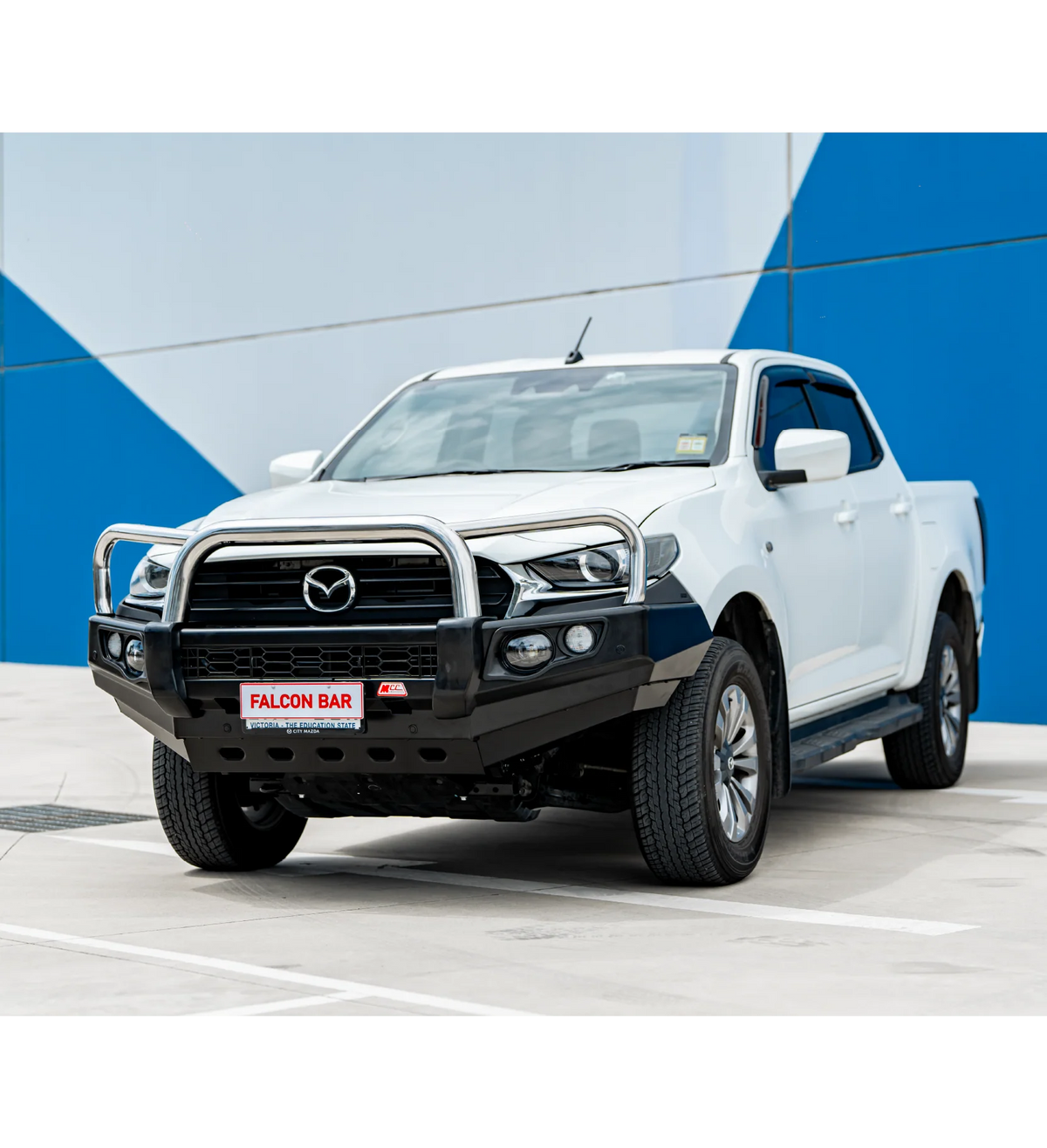 BT50 TF 2021-2025 707-01 Falcon Bull Bar Triple Stainless Loops Package (LED Foglight) - SKU MCC-06004-701FOGUP