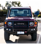 Land Cruiser 70s Series 2024-On - 707-02 Falcon Bull Bar Black A-Frame Package (LED Foglight) - SKU MCC-01024-702FOGUP
