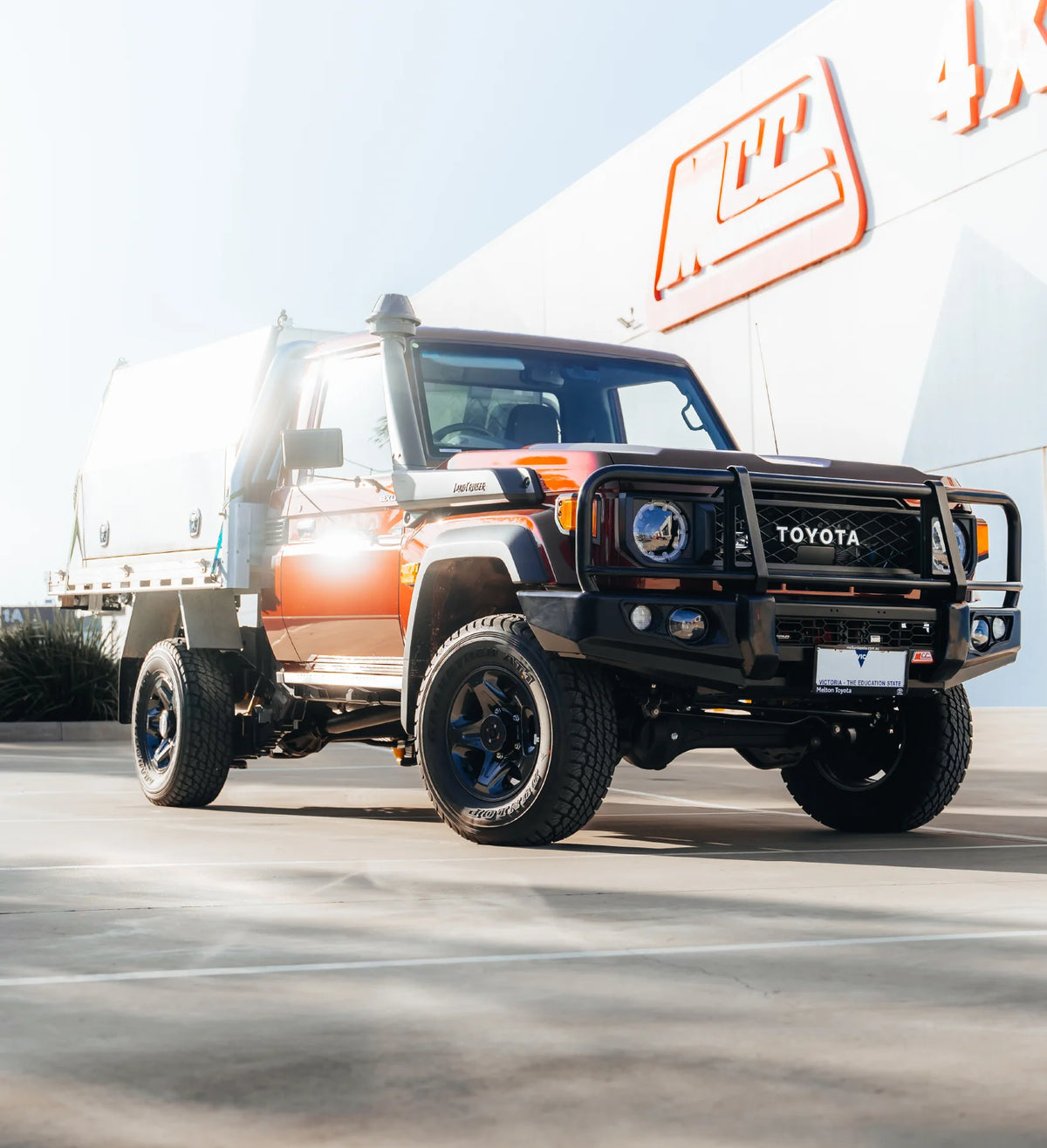 Land Cruiser 70s Series 2024-On - 707-02 Falcon Bull Bar Black A-Frame Package (LED Foglight) - SKU MCC-01024-702FOGUP