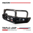 Toyota Surf/4Runner LN130/KZN130/LN107 (IFS) 1989-1995 - 707-01 Falcon Bull Bar Triple Stainless Loops Package (LED Foglight) - SKU MCC-01016-130701FOG