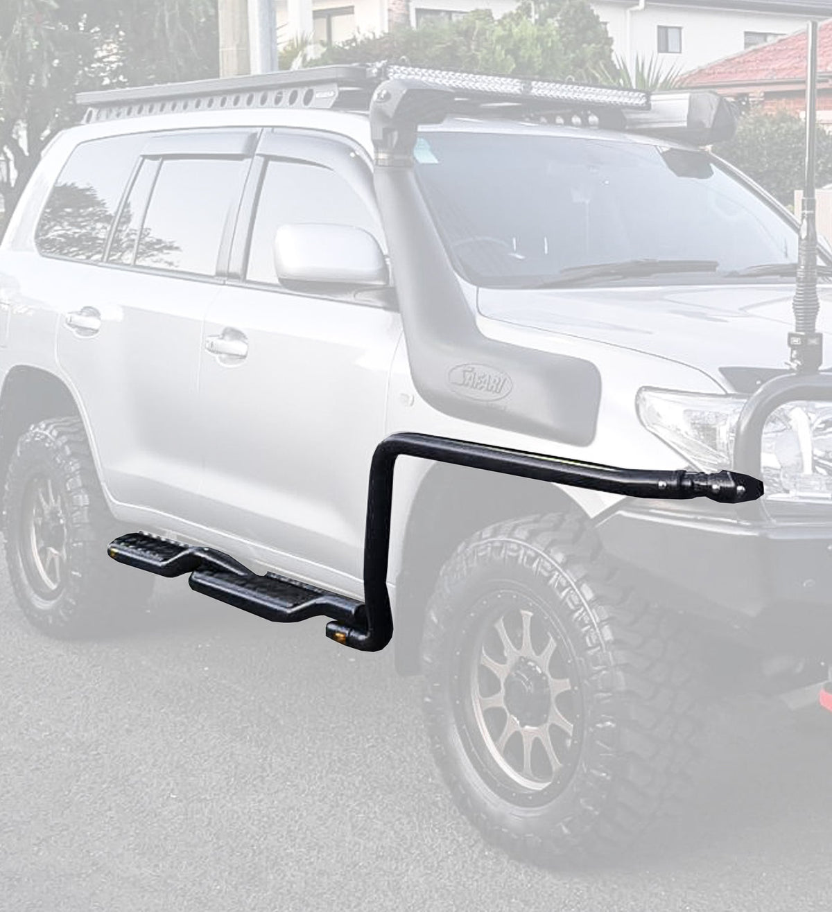 JAC T9 2025-On  039TWBSR Twisted Side Step and Rail Package (Chrome Step Plate) (50mm Bull Bar) - SKU MCC-17001-039TWBSR